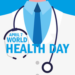 Wall Mural - world health day card with doctor