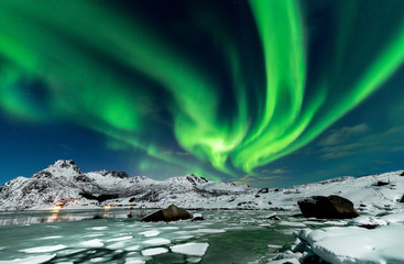 Wall Mural - aurora borealis landscape