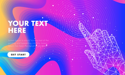 Wall Mural - touch the future hand analytics. innovations robot systems and technologies in big data. development