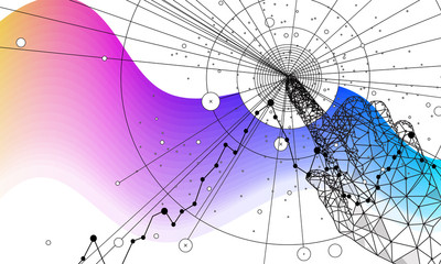 Wall Mural - abstract future realistics shape objects. innovations blend systems and technologies in big data. de