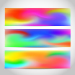 Wall Mural - banners or headers, footers with trendy bright colorful rainbow gradient colorful background