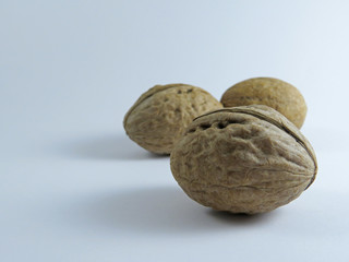 Walnuts on a white background beautiful and tasty healthy food