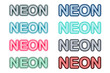 © liubomir118809 - Neon script hand drawn alphabet font. Light turn on and off. Purple neon type letters and numbers on a dark background. Vector typeface for labels, titles, posters etc.