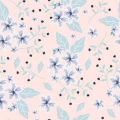  violet flower on pink background seamless pattern