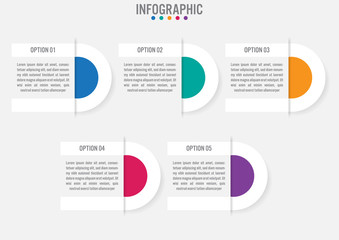 Wall Mural - Business infographic labels template with 5 options.Creative concept for infographic..