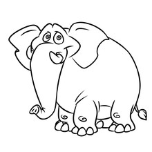 Big Kind Blue Elephant Cartoon  Animal Character Illustration Isolated Image Coloring Page