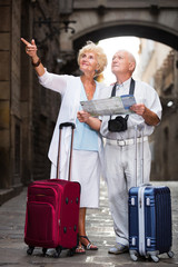 Wall Mural - travellers with suitcases visiting sights of European city