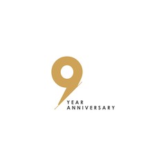 9 Year Anniversary Vector Template Design Illustration