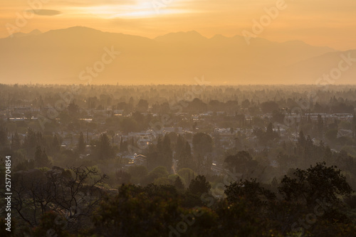 Hazy dawn view of west San ...