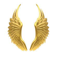 Golden Angel Wings Isolated