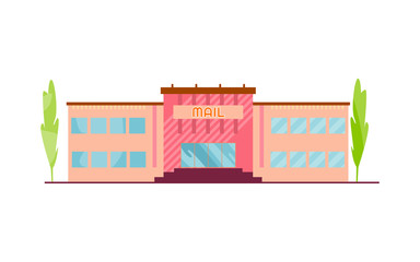 Poster - Shopping mall building exterior. Flat design style modern vector illustration concept