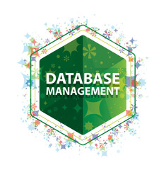 Wall Mural - Database Management floral plants pattern green hexagon button