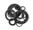Top view of rubber gaskets and washers