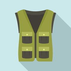 Sticker - Hunter vest icon. Flat illustration of hunter vest vector icon for web design