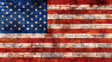 Grunge USA Flag On Brick Wall