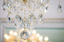 Crystal Chandelier On The Background Of The Window