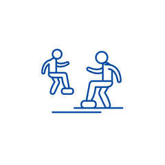 Wall Mural - Cardio exercise line concept icon. Cardio exercise flat  vector website sign, outline symbol, illustration.