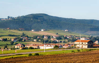 Field of Cantabria in rural scene on a sunny day