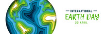 Earth Day Banner Of Green Paper Cutout Planet
