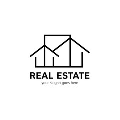 Real estate logo template. House icon in line style