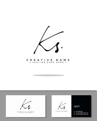 Wall Mural - K S KS initial handwriting logo template vector.  signature logo concept