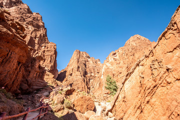 Poster - Tianshan Mysterious Grand Canyon entrance Xinjiang Uygur Zizhiqu China ，Sandstone formations in Utah USA  