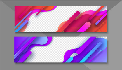 Wall Mural - Set of abstract colorful banners with geometric pattern and transparent background.