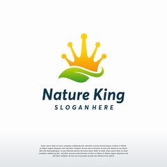 Wall Mural - nature king logo designs concept vector, king crown and leaf logo