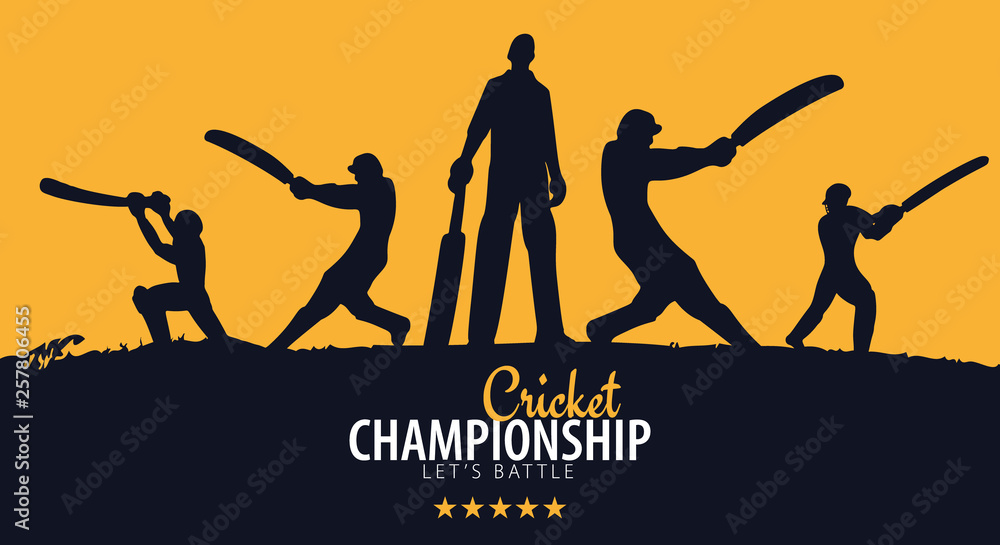 Cricket Championship banner or poster, design with players and bats ...