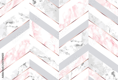 Seamless Abstract Zigzag Geometric Pattern With Rose Gold Lines Pink And Gray Marble On White Background Buy This Stock Vector And Explore Similar Vectors At Adobe Stock Adobe Stock