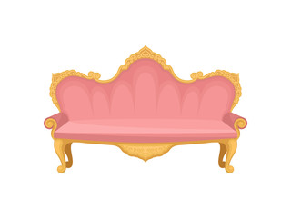 Canvas Print - Pink sofa on white background. Princess furniture.