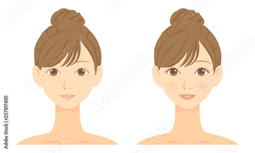 化粧前後の女性の顔 02 Stock ベクター Adobe Stock