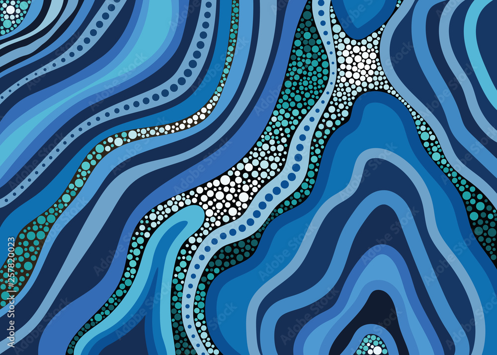 Aboriginal dot art vector background with river Stock Vector | Adobe Stock
