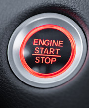 Start Stop Car Engine Glowing Red Button