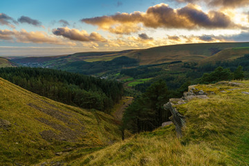 Wall Mural - Evening view at the Ogmore Valley, seen from the A4061, Rhondda Cynon Taf, Mid Glamorgan, Wales, UK