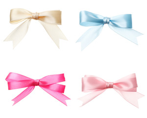 Wall Mural - set of bows pink, white, blue isolated on white background