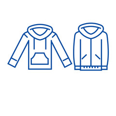 Wall Mural - Sweatshirt hoodie line concept icon. Sweatshirt hoodie flat  vector website sign, outline symbol, illustration.