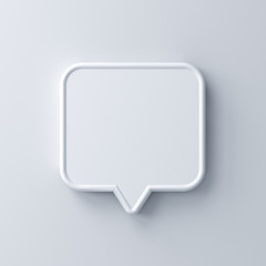 Poster - Blank white speech bubble pin isolated on white background with shadow 3D rendering