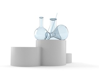 Poster - Chemistry flasks on podium