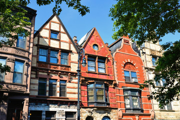 Wall Mural - Brownstone house in row in Mount Morris Park Historic District, Harlem, New York City