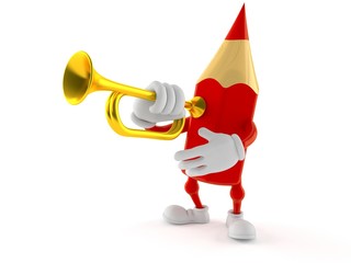 Poster - Colored pencil character playing the trumpet