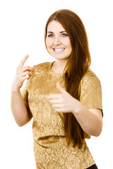 Poster - Portrait of beautiful young woman with brown hair