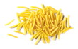 Macaroni, raw pasta isolated on white background, top view