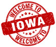 welcome to Iowa red round vintage stamp