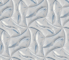 Wall Mural - White leather tiles with silver decor classic 3d wallpaper. High quality seamless realistic texture.