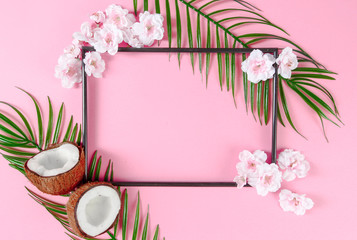 Tropical background frame mockup.