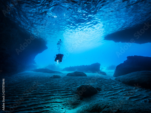 Seascape Of Coral Reef In The Caribbean Sea Around Curacao