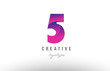 5 five pink gradient number logo icon design