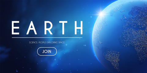 Wall Mural - eath planet in space with lights. realistic universe. cosmos background.