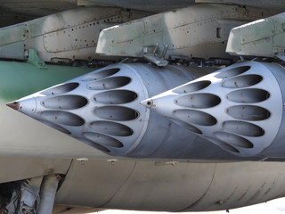 Close-up of fragments and details of the old aircraft.